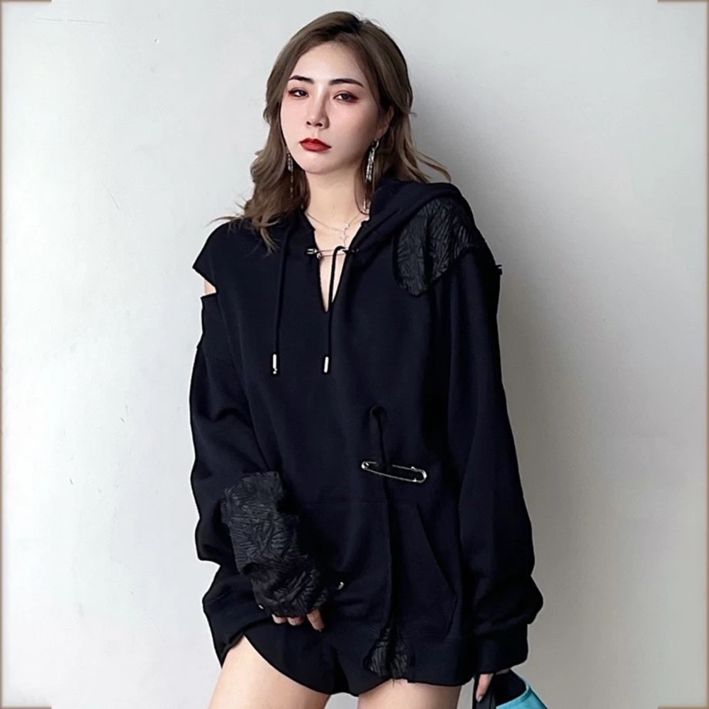 Patch work oversized womens hoodie